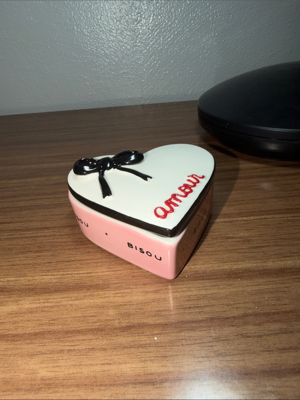 Anthropology Heart-Shaped Pink 'Amour' Trinket box